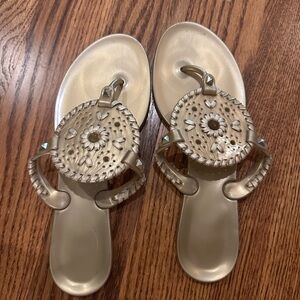 JACK ROGERS gold jelly flat sandals SZ. 8 GUC